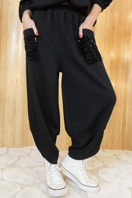 Soft Tech Sequin Pocket Shelby Pant Black /9=